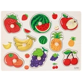 Wooden Montessori fruit puzzle board with 8 colorful fruit shapes and easy-grip knobs - Fruit Series (7021)