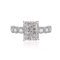 S925 silver ring featuring a radiant emerald-cut clear gemstone in a four-prong setting - US Size 6 / White D-Color Zirconia Ring