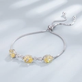 Verstelbare S925 zilveren armband met gele edelstenen en oneindigheidssymbolen - 925 zilver / Ganzenei geel
