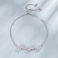 S925 sterling zilveren infinity armband met ovale diamanten en verstelbare box-ketting - 925 zilver / Diamant Wit
