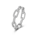 S925 sterling zilveren kettingring met pavé gezette zirkonia op een witte achtergrond - US 6 / Zilver
