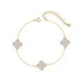 S925 sterling silver gold bracelet featuring three sparkling zircon clover charms - Bracelet / Gold