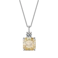 Elegant S925 silver necklace with 8mm cushion-cut yellow gemstone and box chain - 925 Silver / Goose Egg Yellow