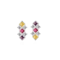 Elegante S925 Sterling Silber Ohrstecker mit gelben, roten und violetten Zirkonsteinen - 925er Silber / Silberne Ohrstecker