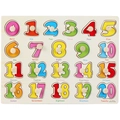 Educational wooden peg puzzle featuring colorful numbers 0-20 with English labels - Color Numbers 20 (3002)