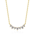 925 silver necklace with seven graduated zircon stones arranged in a delicate smile arc - Gold Plated Necklace
