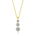 Three-stone graduated pendant necklace featuring round-cut gems in a gold finish - 925 Silver / Yellow Gold Necklace (YEN8061)