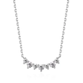 S925 sterling silver necklace with seven graduated round zircons in a curved smile design - Platinum Necklace