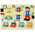 Montessori wooden puzzle for toddler boy dressing education with easy-grip knobs - Boy Dressing Cognition