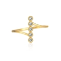 Minimalist S925 sterling silver ring in 18K gold finish with five round cut zircons - US 6 / Gold
