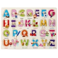 Wooden Montessori alphabet puzzle with 26 letters and small knobs for toddlers - Alphabet Words (3008)