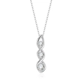 Elegant S925 sterling silver twist pendant necklace with three brilliant round zircons - 925 Silver / Platinum (Silver Color)