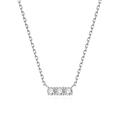S925 sterling silver minimalist necklace featuring three round zircons on a delicate chain - 925 Silver / Platinum Necklace