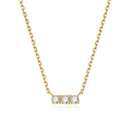 Minimalist S925 silver necklace with three horizontal row zircons in gold finish - 925 Silver / Gold Plated Necklace