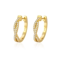 Gold-plated S925 silver crossover hoop earrings with shimmering cubic zirconia stones - 925 Silver / Gold