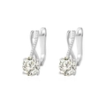 Elegant S925 sterling silver figure-8 crossover earrings with sparkling zircon stones - 925 Silver / Platinum Plated Earrings