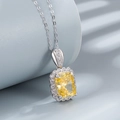 S925 sterling silver necklace featuring a radiant rectangular yellow gemstone pendant - 925 Silver / Goose Egg Yellow