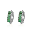 Boucles d'oreilles créoles en argent S925 serties de cinq zircons vert émeraude - Argent 925 / Platine Strass Vert