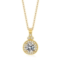 Sparkling halo necklace with a round-cut zircon pendant in a premium gold-plated finish - 925 Silver / Gold Plated Necklace