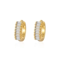Boucles d'oreilles créoles plaquées or en argent S925 avec zircons de taille baguette - Argent 925 / Or Strass Blanc