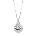 Elegant 925 sterling silver halo necklace featuring a brilliant round cut zircon stone - 925 Silver / Platinum Necklace