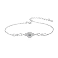 Elegant 925 sterling silver infinity bracelet featuring a central round pavé crystal setting - 925 Silver / Platinum Bracelet