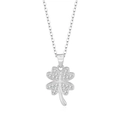 Collana con ciondolo a quadrifoglio in argento S925 con zirconi chiari brillanti - Argento 925 / Collana di Platino