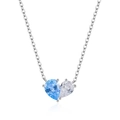 Collar de plata S925 con colgante de corazón y piedras preciosas azul y blanco - Collar / Azul