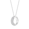 Silber S925 Möbius-Halskette mit Zirkonia-Mikropavé im eleganten Tropfendesign - 925er Silber / Weißgold