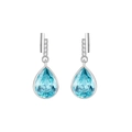 Elegantes pendientes de plata S925 con piedras azul claro en forma de gota y circonitas - Pendientes de Botón Azules / Azul