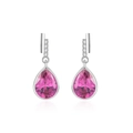 Pendientes de gota en plata S925 con piedras rosa de pera y detalles de circonita - Pendientes de botón de corazón rojos / Rojo