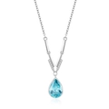 Collar de plata 925 con colgante de gema azul en forma de lágrima y detalles de diamantes - Collar Azul / Azul