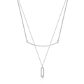 Collana a doppio strato in argento S925 con zirconi brillanti e diamante mobile centrale - Argento 925 / Collana di Platino