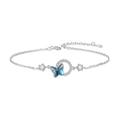 S925 Sterling Silber Armband mit blauem Schmetterling und funkelndem Zirkonia Besatz - 925er Silber / Armband