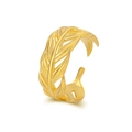 Anillo abierto pluma dorada de plata ley S925 con diseño ondulado y minimalista - Abierto Ajustable / Dorado