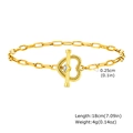 Detailansicht eines goldenen Edelstahl-Armbands mit OT-Verschluss und Herz-Zirkon - Strass Herz Stil (G-6)
