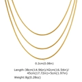 Detailed specs for 18K gold layered snake chain showing 0.2cm width and 38-45cm lengths - Gold