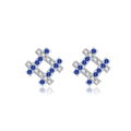 Elegante S925 Sterlingsilber Gitter-Ohrstecker mit blauen Saphiren und klaren Zirkonen - 925er Silber / Stud Ohrringe