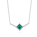 Collana in argento con ciondolo gemma verde taglio princess e dettagli in diamanti - Argento 925 / Collana diamante verde