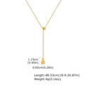 Detail view of 18K gold Y-necklace showing teardrop pendant dimensions and chain length - Gold