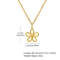 Dettaglio pendente fiore dorato con dimensioni e catena a sfere lunga 40+5cm in oro - Oro