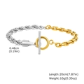 Detail eines zweifarbigen Kordel- und Gliederkettenarmbands mit Knebelverschluss - Stahlgold