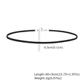 Dettaglio del choker sottile in velluto nero da 0,3 cm con catenella d'argento regolabile - Cinturino Nero