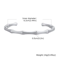 Bracciale rigido a bambù in acciaio inox argento con diametro 6,2 cm e apertura regolabile - Color Acciaio