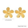 Pendientes de flor dorada para mujer con pétalos texturizados y un diámetro de 1,57 cm - Estilo de Flor Pequeña (ES-652G01)