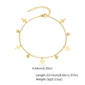 Goldenes Edelstahl-Fußkettchen mit fünf polierten Kreuzanhängern und Zirkonia-Perlen - Kreuz-Stil (04)