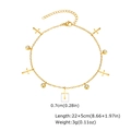 Goldenes Edelstahl-Fußkettchen mit Kreuzanhängern und Zirkonia-Kugeln für Damen - Krone Stil (07)
