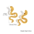 Detailed view of snake-shaped gold earrings showing 4.5cm length and weight specifications - Snake Stud Earrings (ED-804G)
