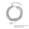 Detail of double-layer stainless steel curb chain bracelet with triangle charm and lobster clasp - Steel