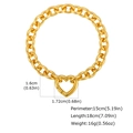 Bracciale a catena spessa in acciaio inossidabile dorato con chiusura a cuore - Bracciale Oro (BR-2647G)